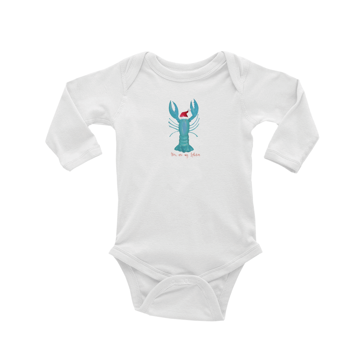 lobster cooked santa hat baby snap up long sleeve