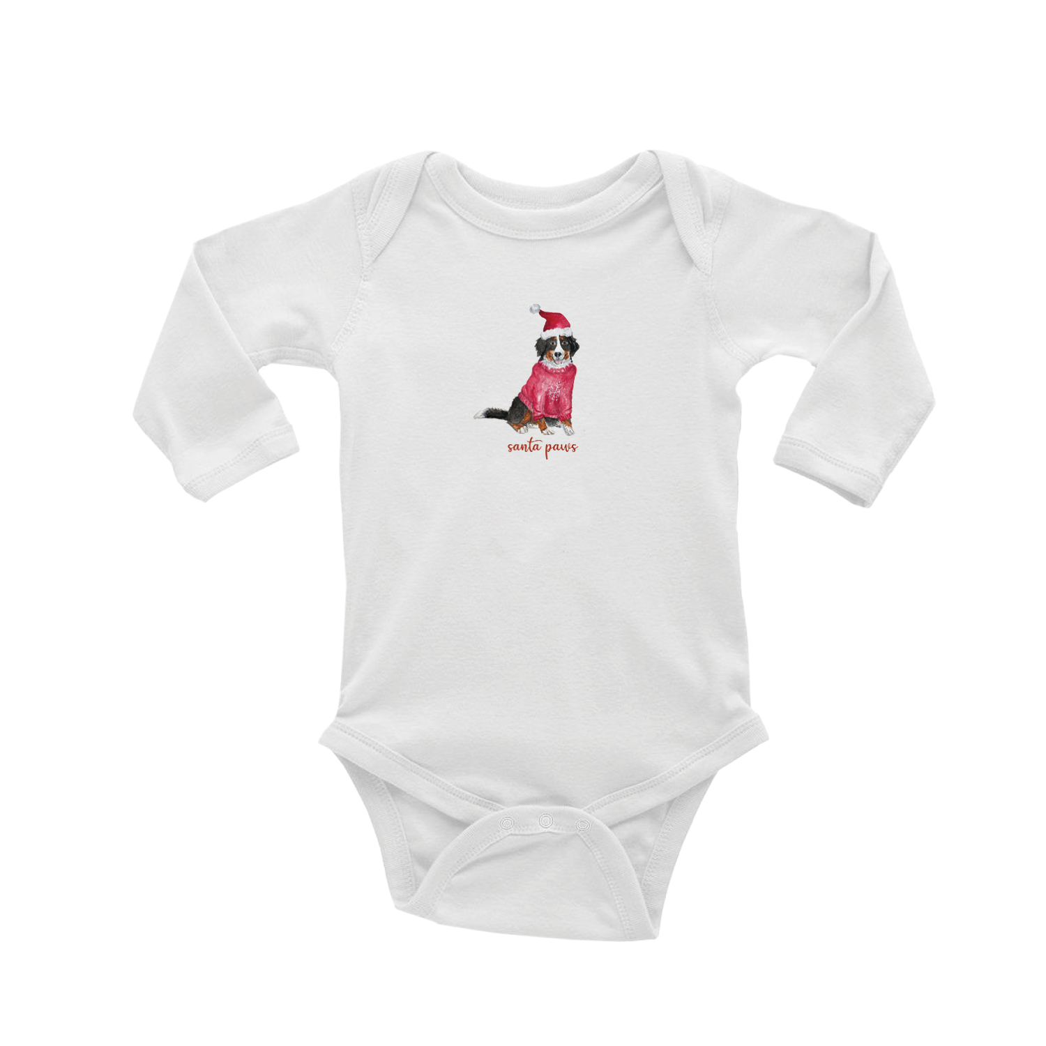 bernese santa paws baby snap up long sleeve