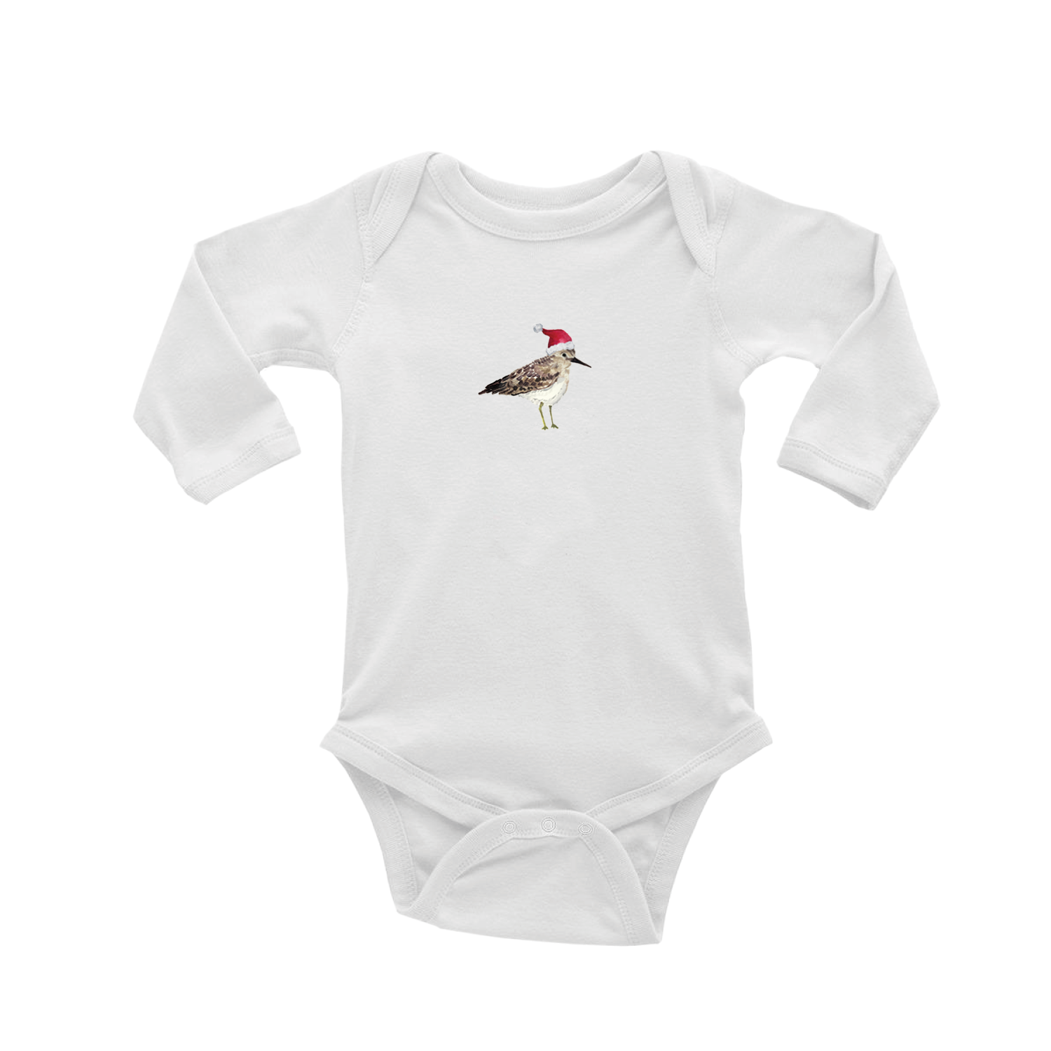 sandpiper with santa hat baby snap up long sleeve