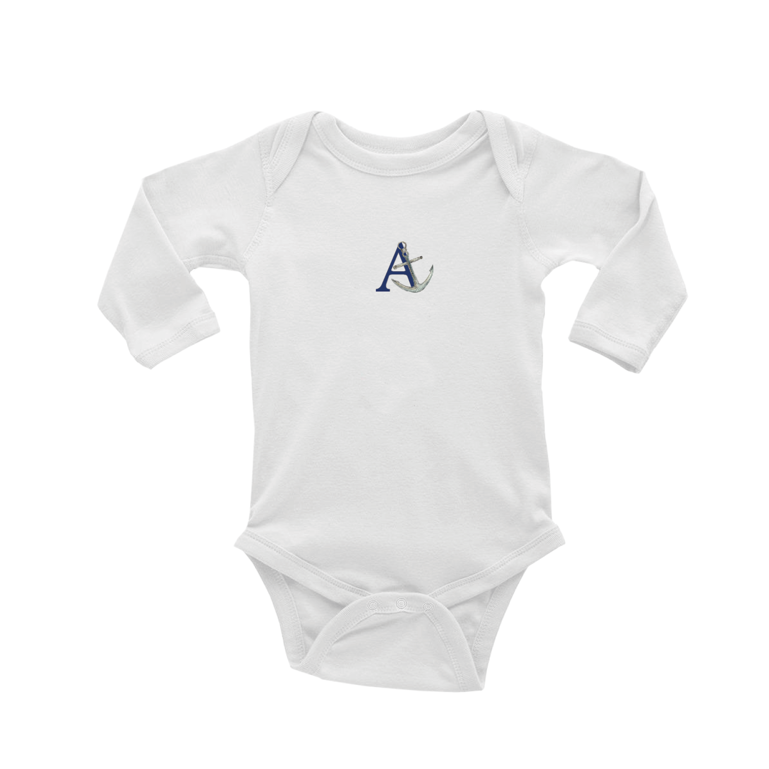 nautical alphabet - A baby snap up long sleeve
