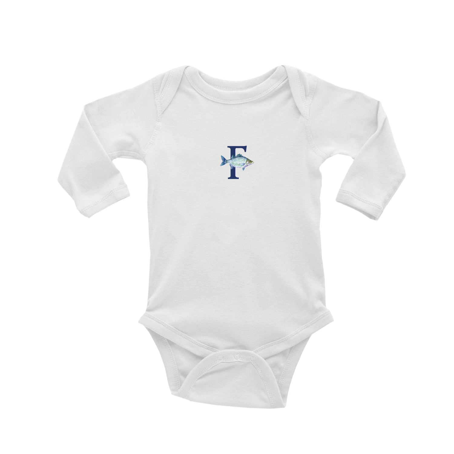 nautical alphabet - F baby snap up long sleeve