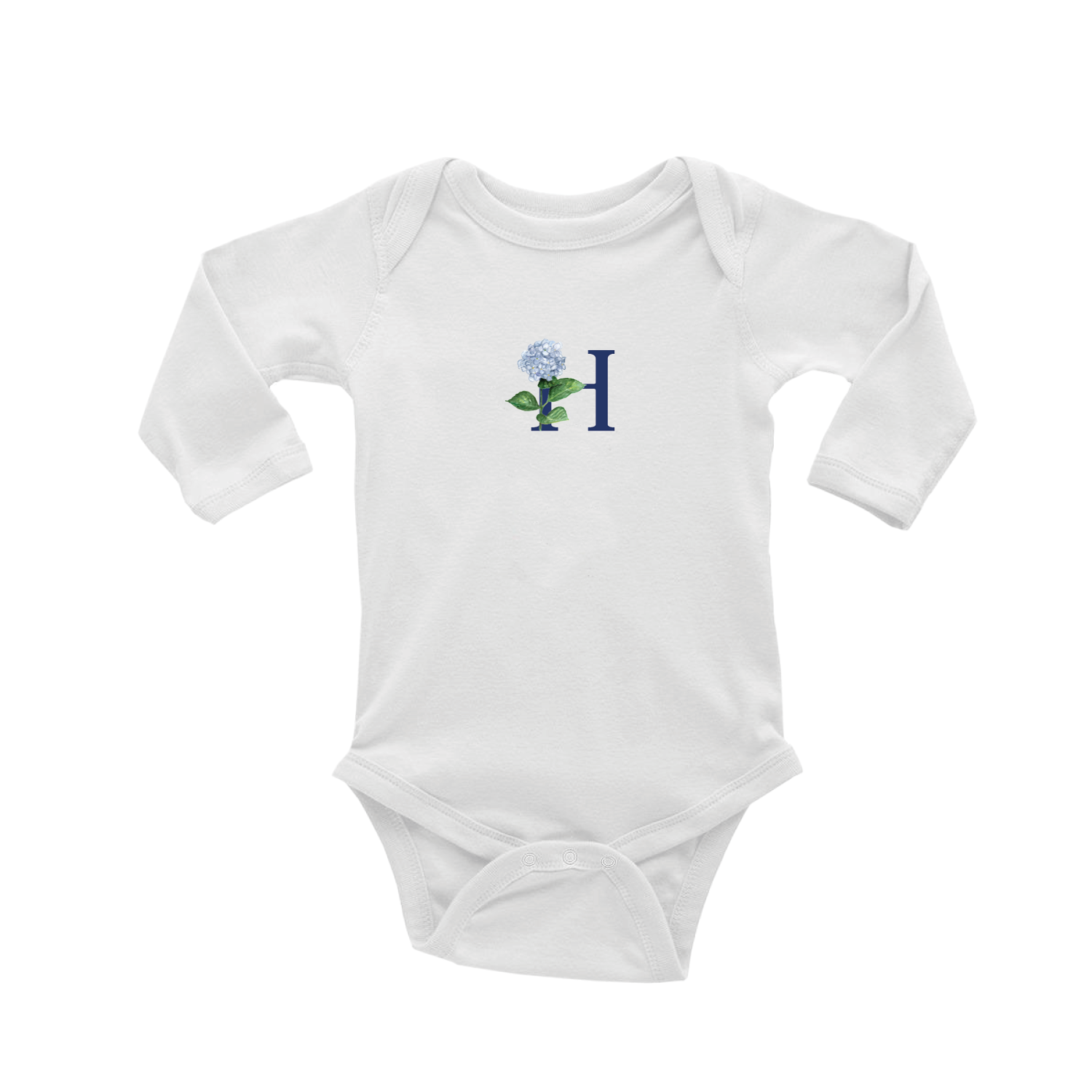 nautical alphabet - H baby snap up long sleeve
