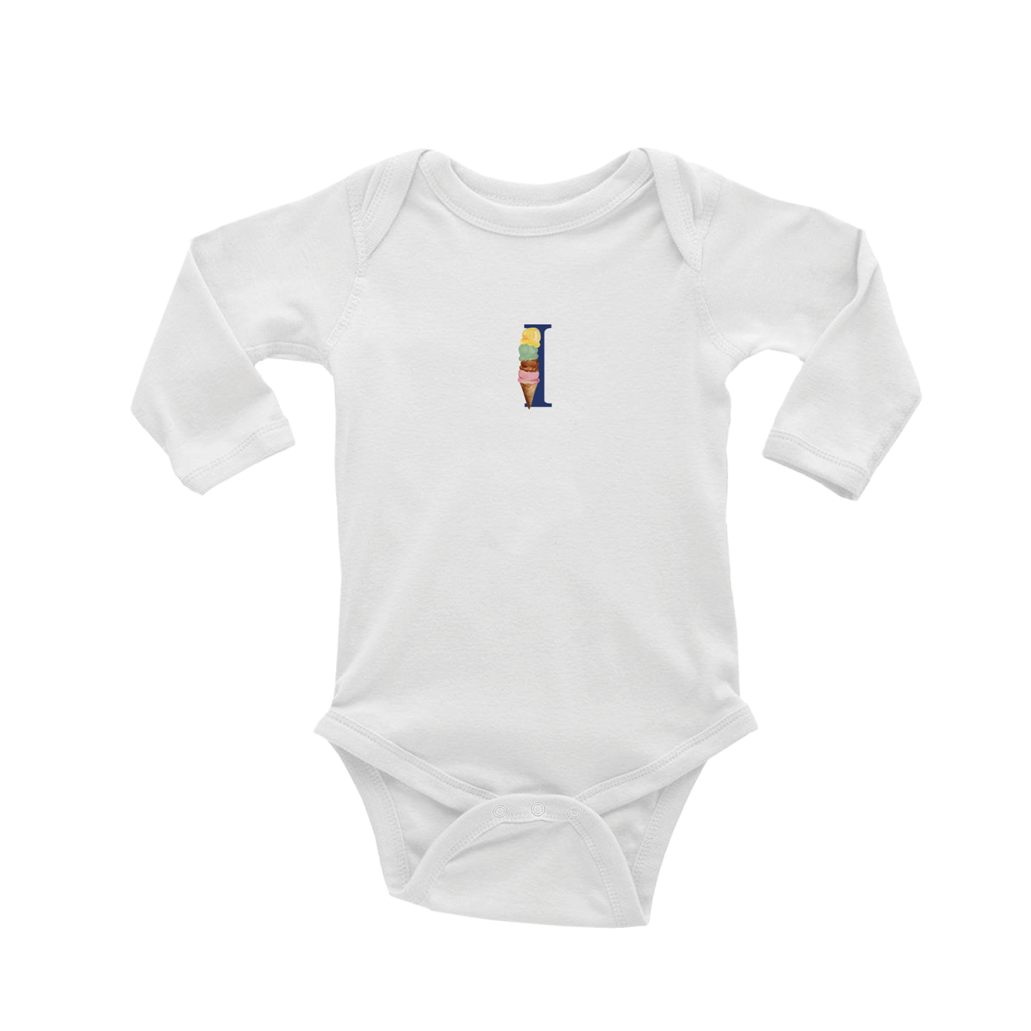 nautical alphabet - I baby snap up long sleeve