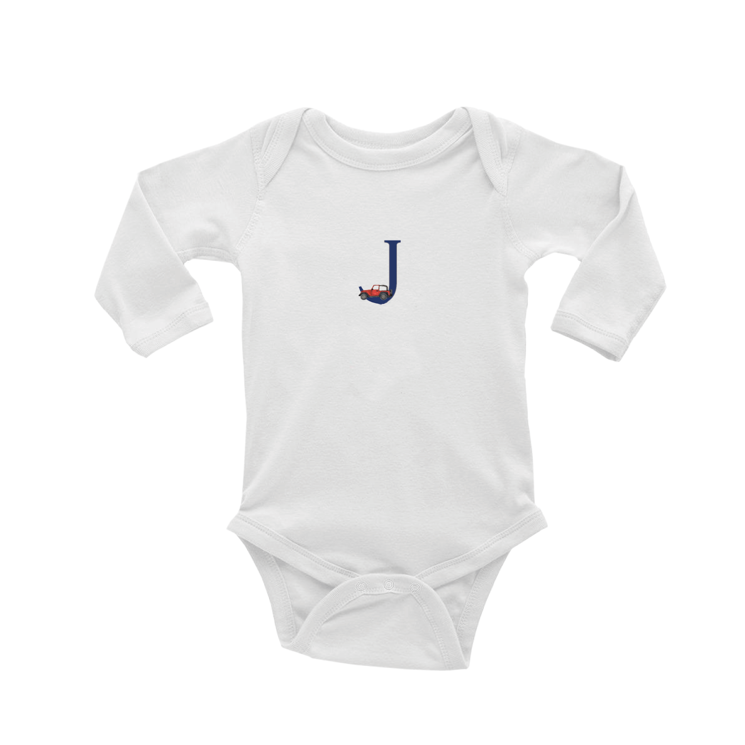 nautical alphabet - J baby snap up long sleeve