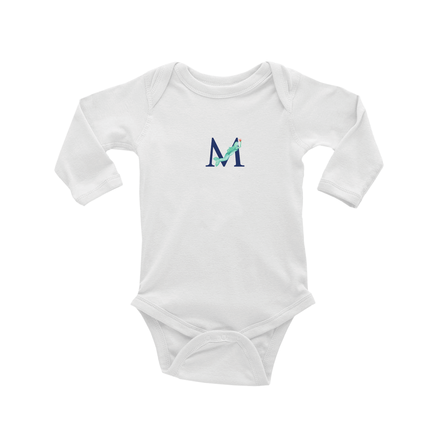 nautical alphabet - M baby snap up long sleeve
