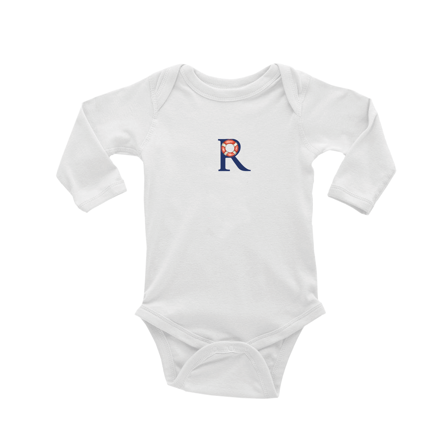nautical alphabet - R baby snap up long sleeve