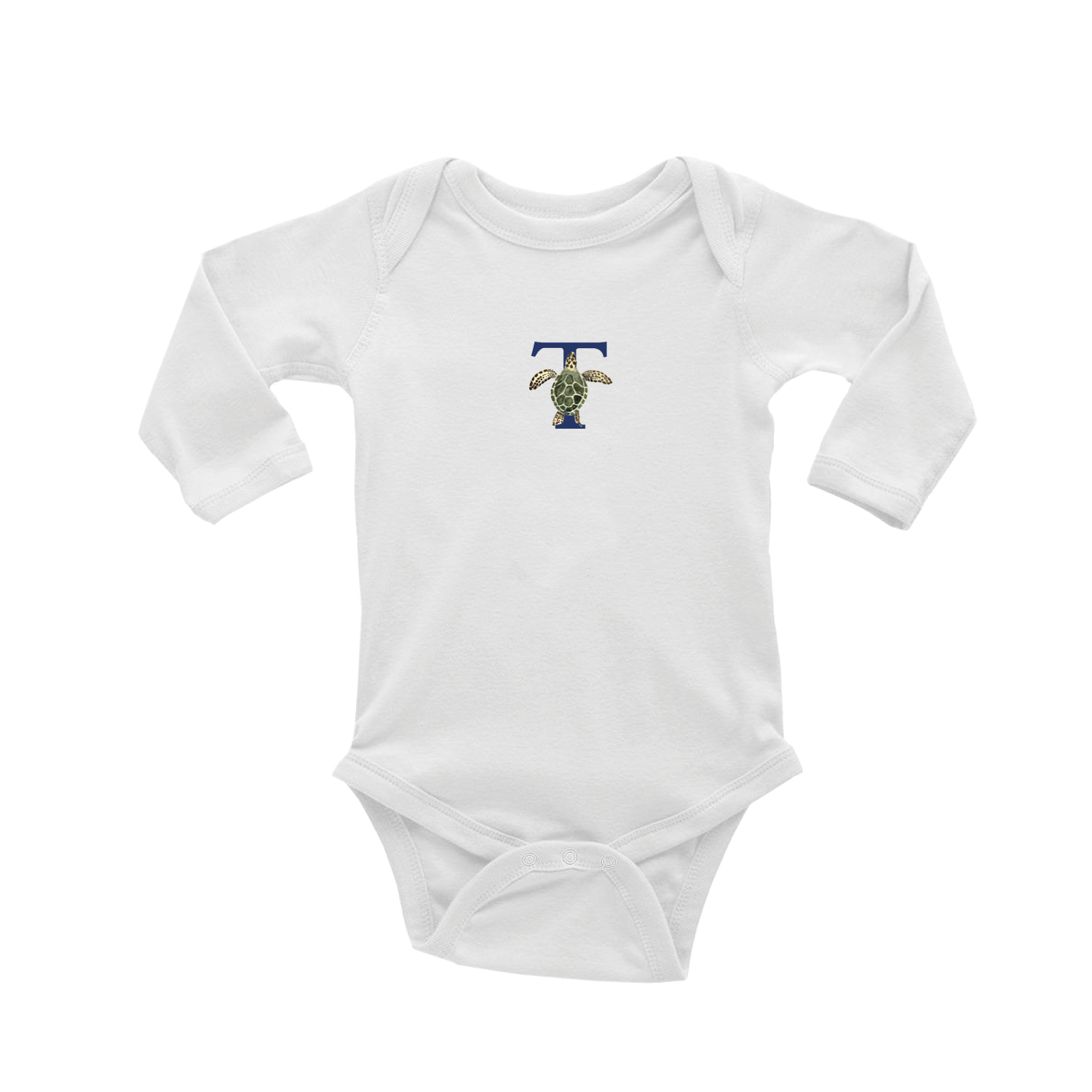 nautical alphabet - T baby snap up long sleeve