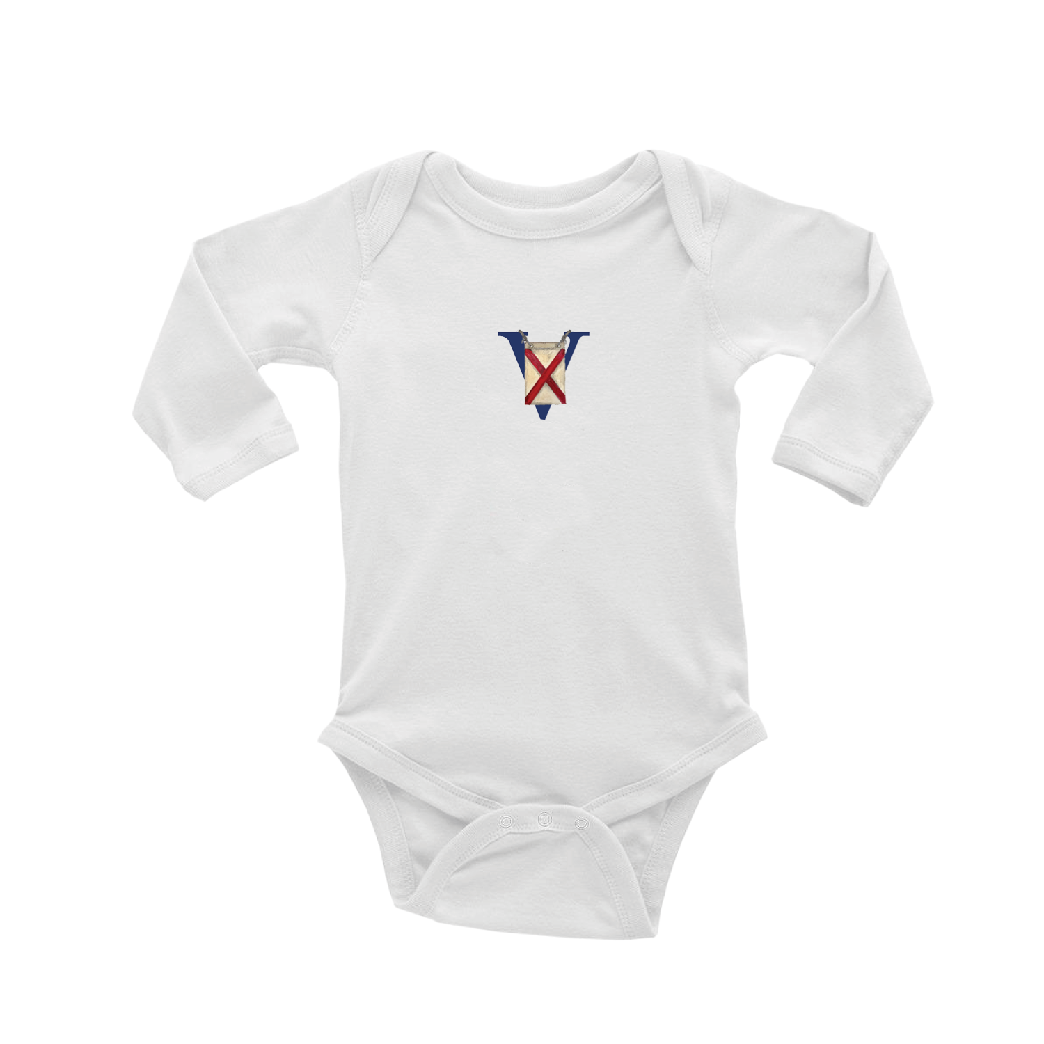 nautical alphabet - V baby snap up long sleeve