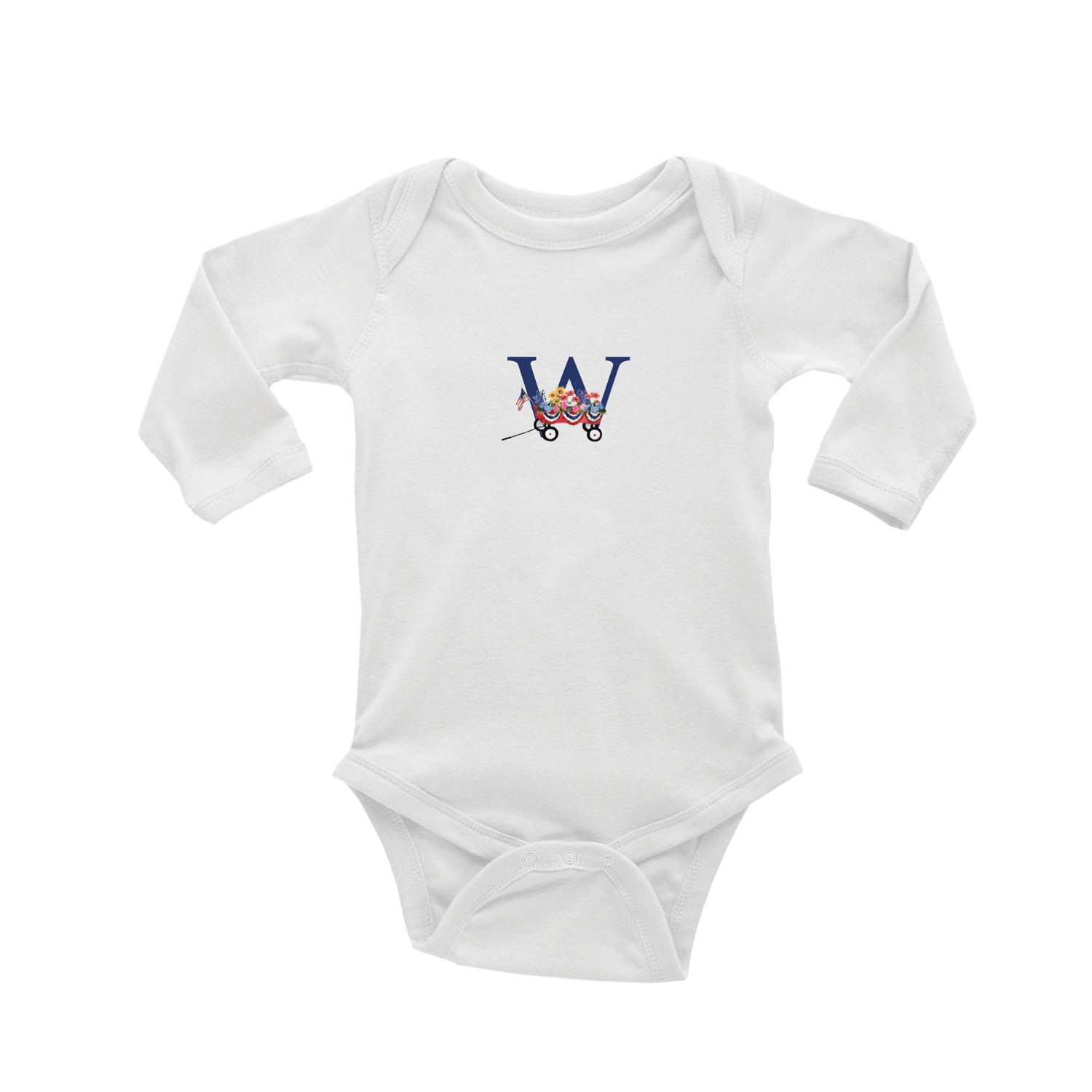 nautical alphabet - W baby snap up long sleeve