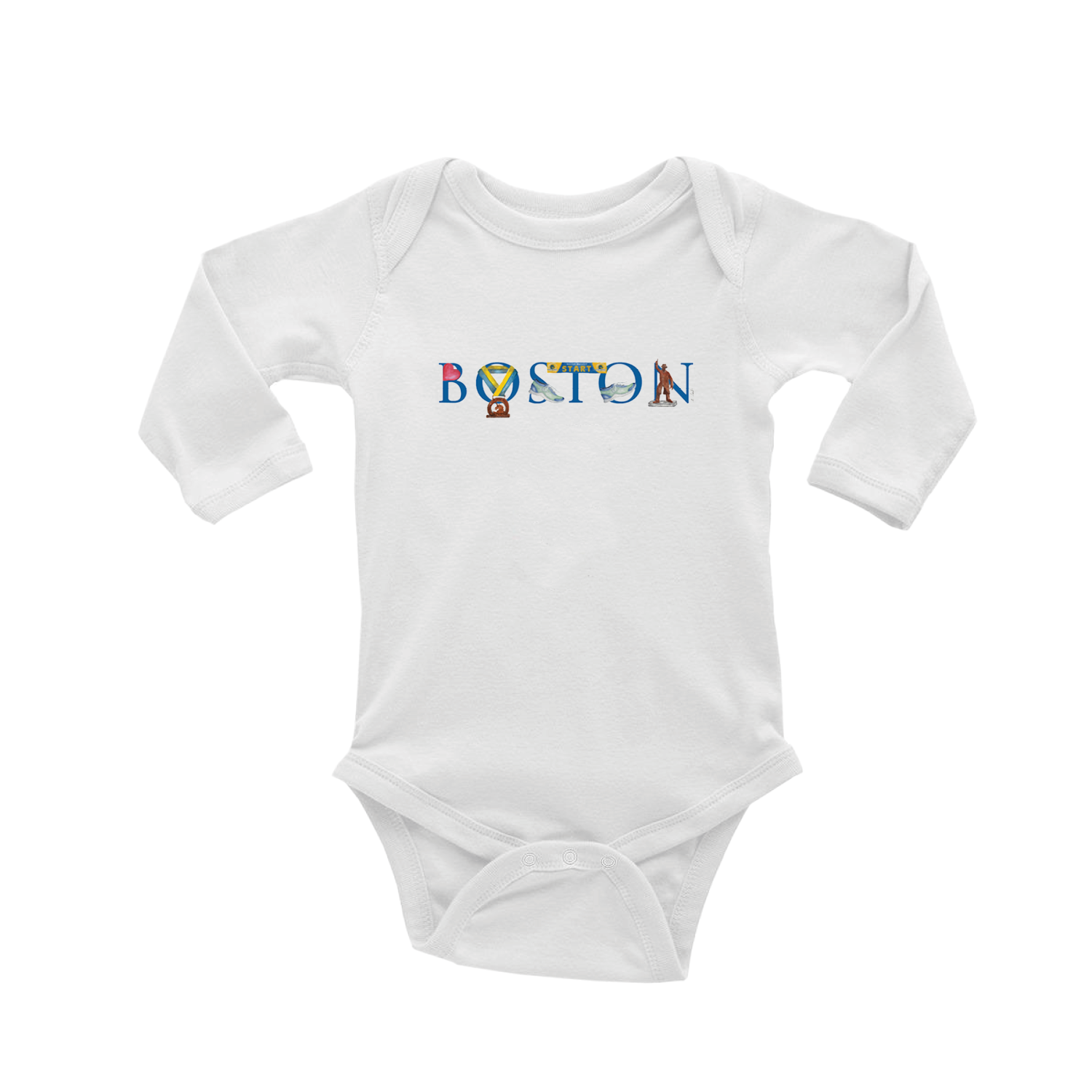 boston marathon version baby snap up long sleeve