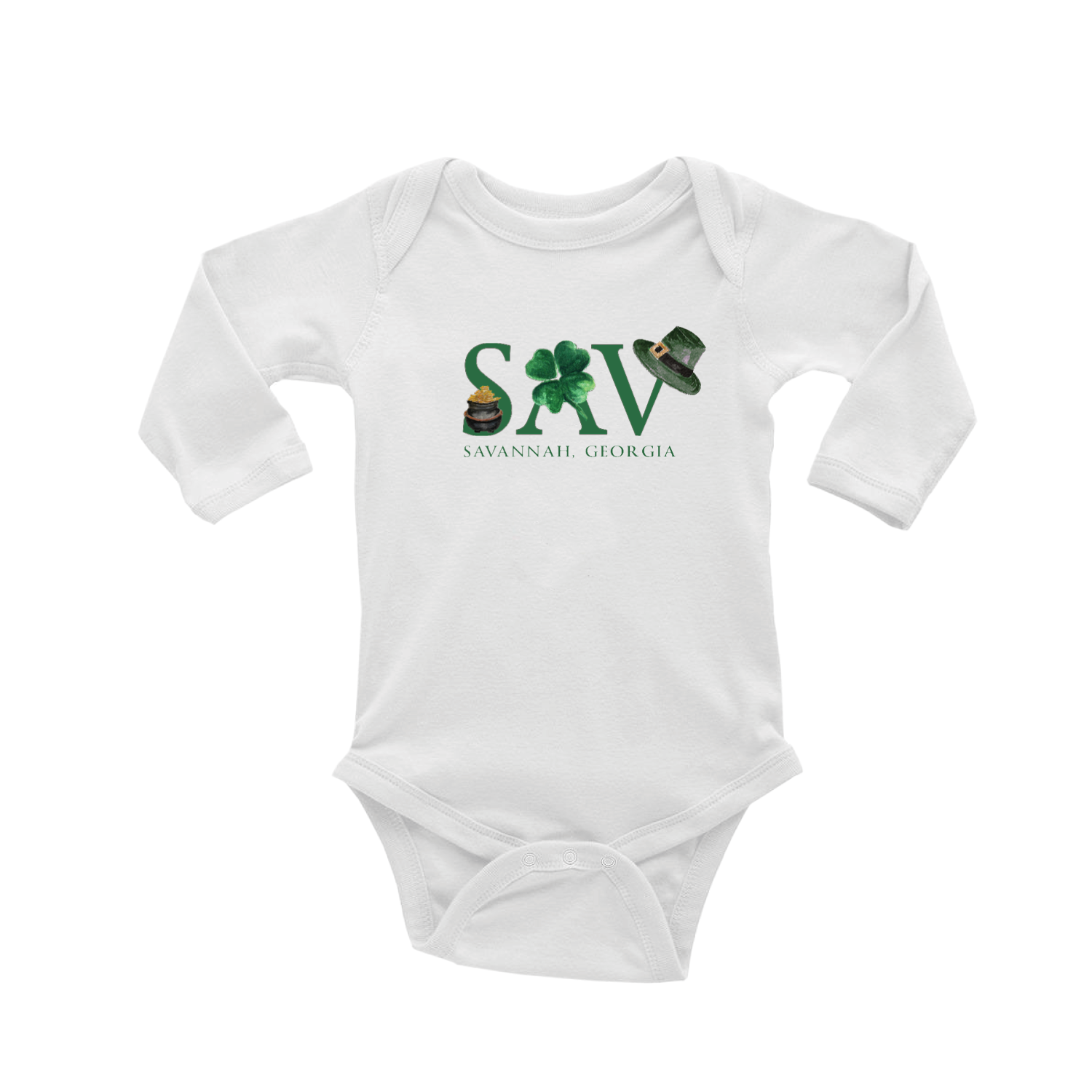 sav st patty's day baby snap up long sleeve