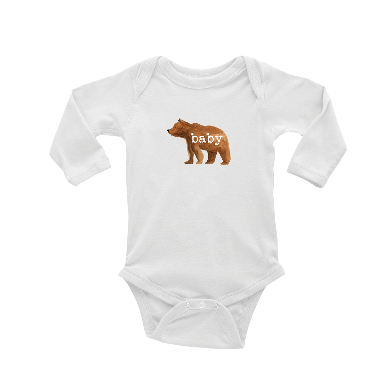 baby text bear baby snap up long sleeve