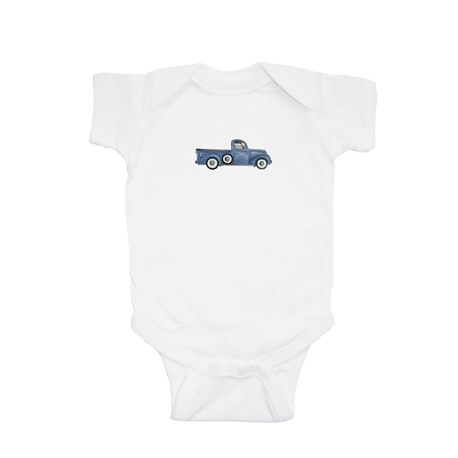 blue truck baby snap up short sleeve