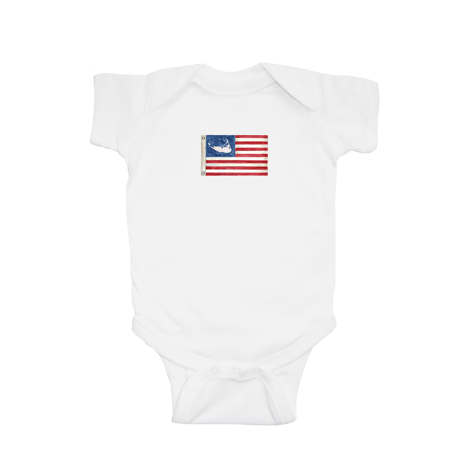 american flag with nantucket baby snap up short sleeve