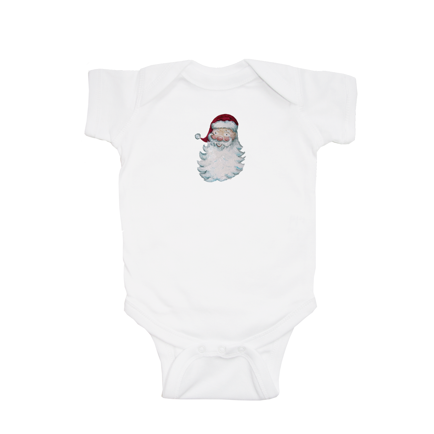 santa face baby snap up short sleeve