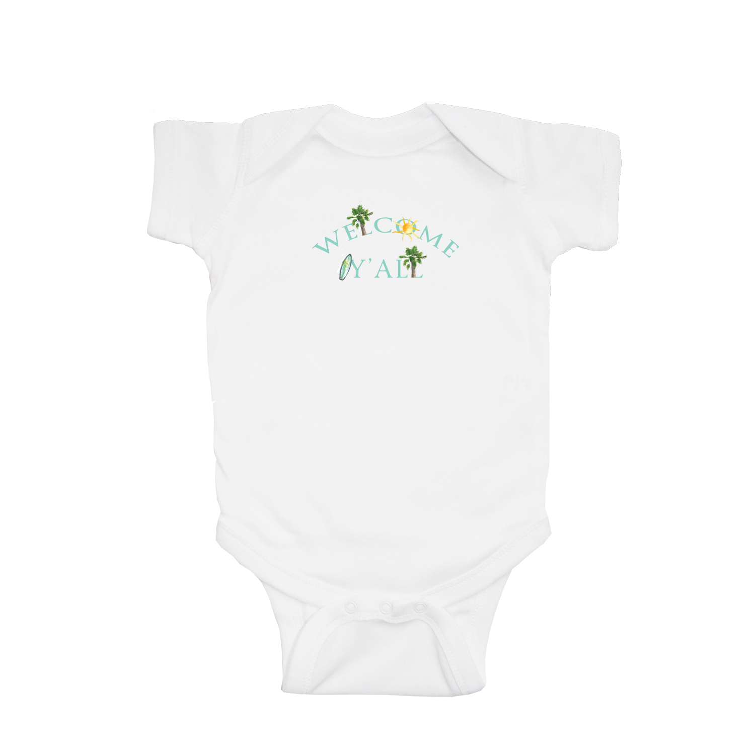 welcome y'all baby snap up short sleeve