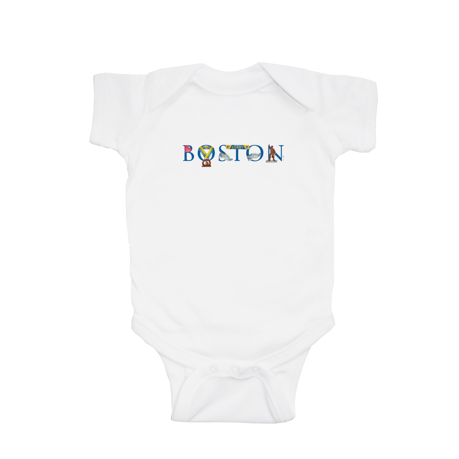 boston marathon version baby snap up short sleeve
