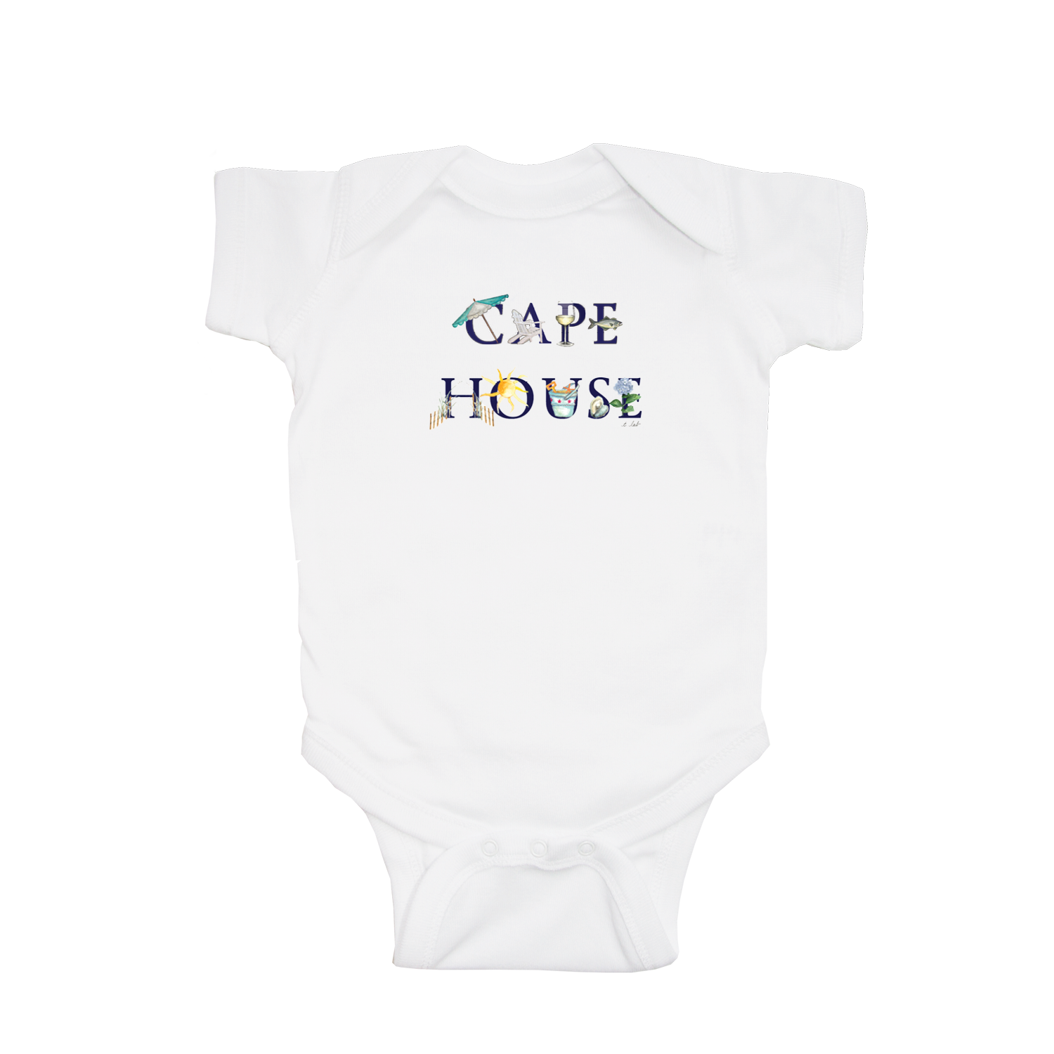 cape house baby snap up short sleeve