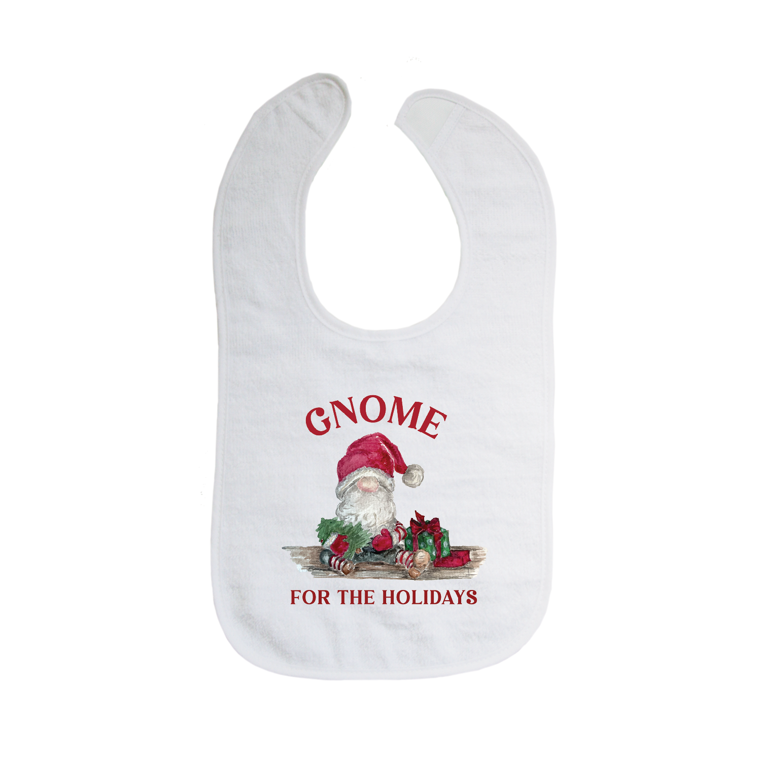 christmas gnome for the holidays only bib