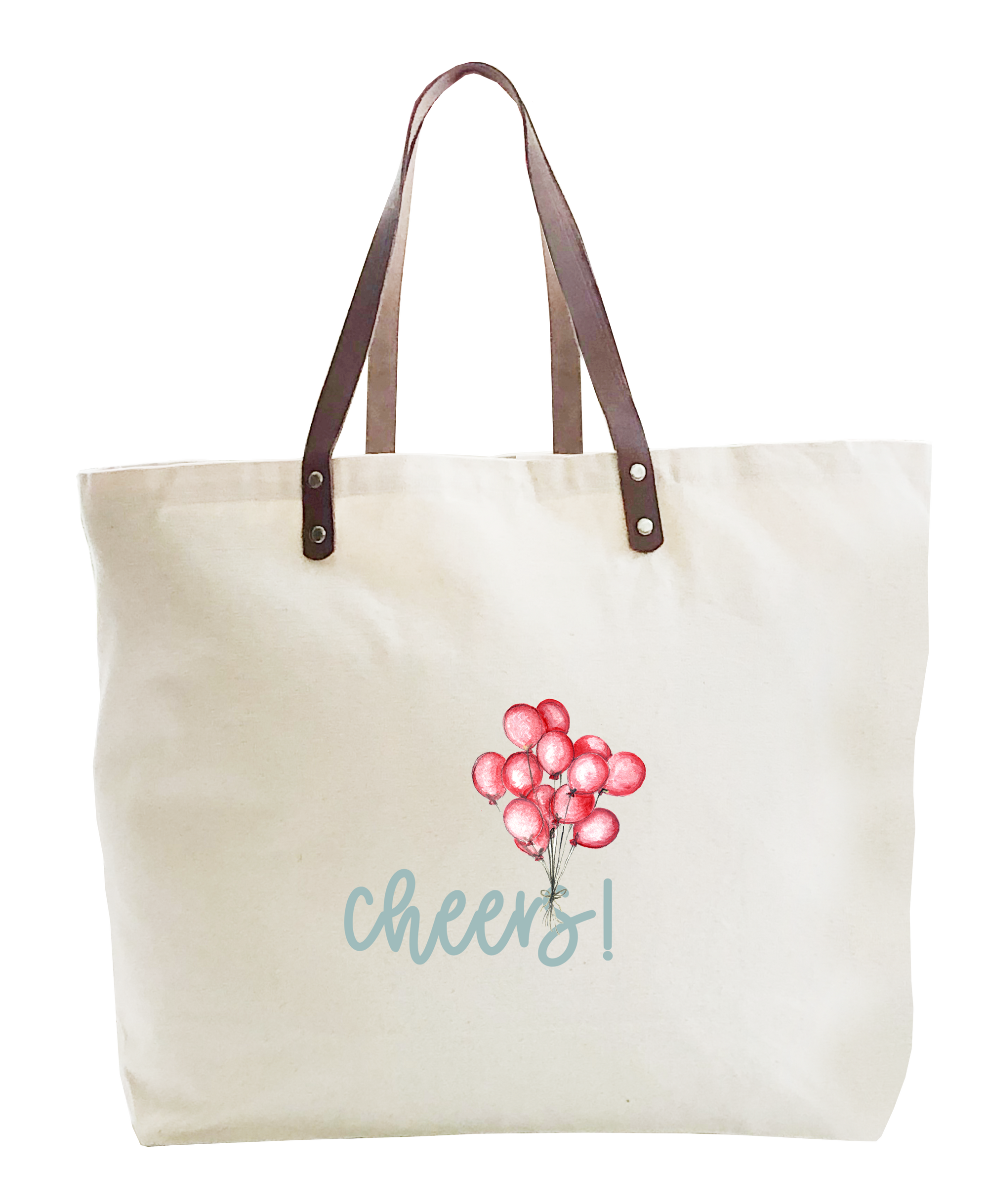 cheers with balloons large tote