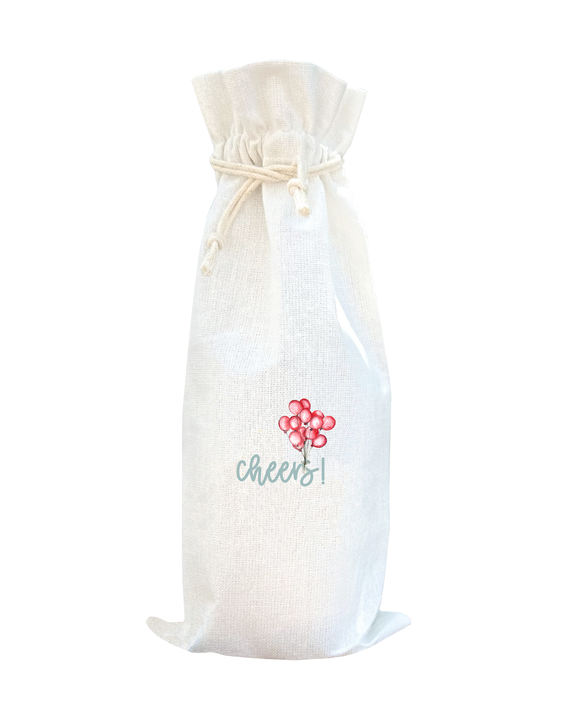 cheers with balloons wine bag
