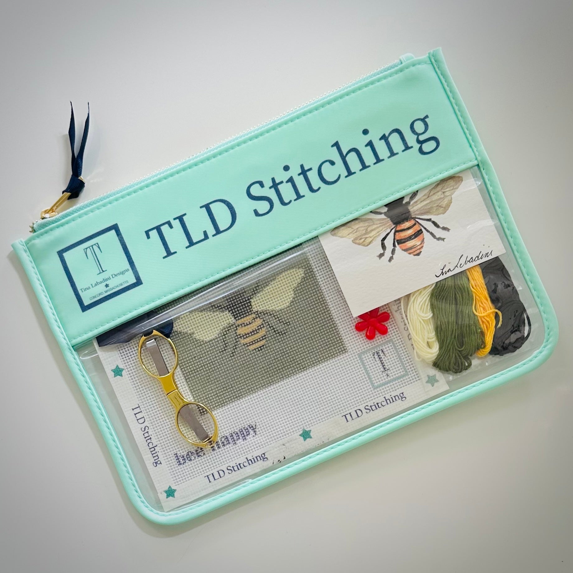 "bee happy" needlepoint stitch kit