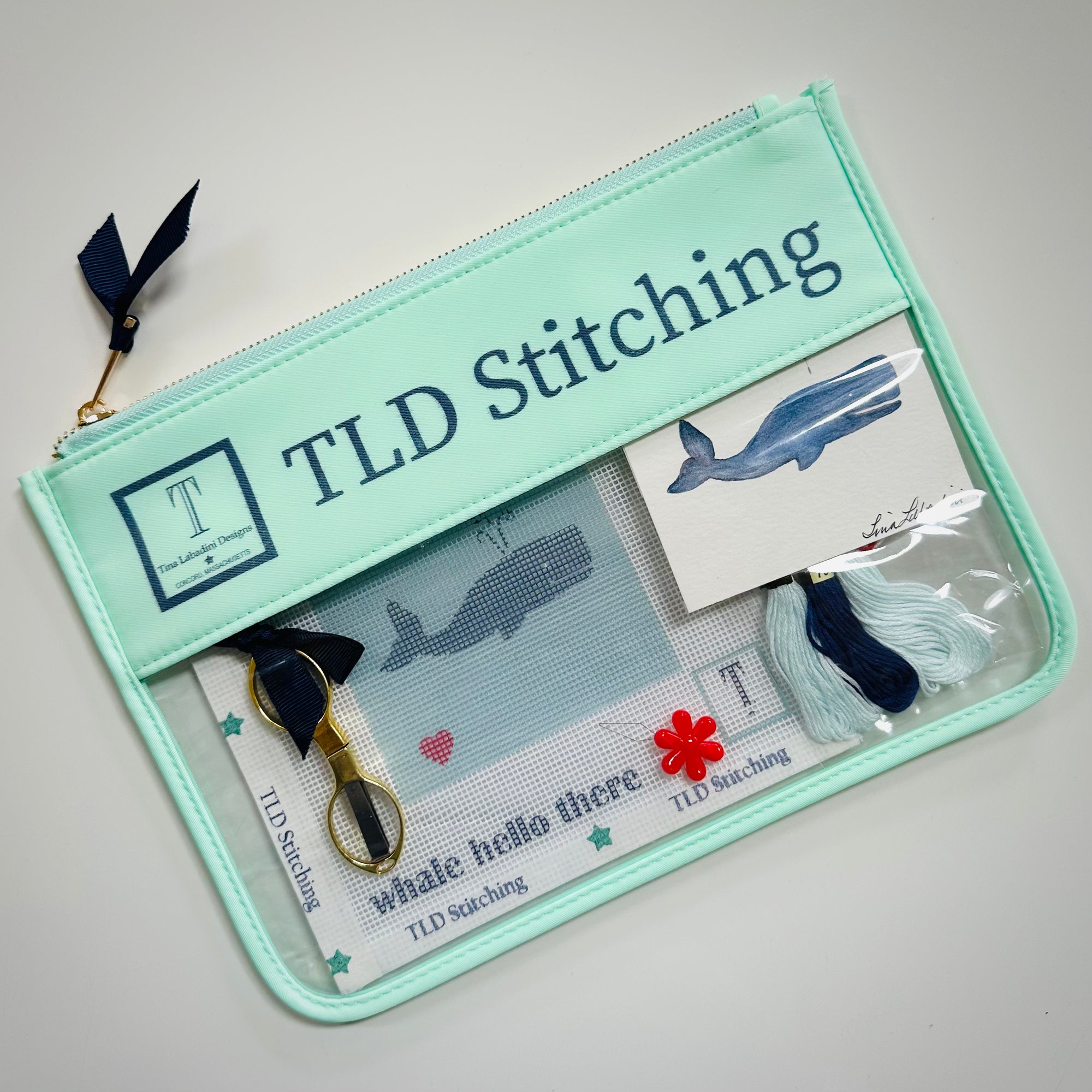 "whale hello there" needlepoint stitch kit