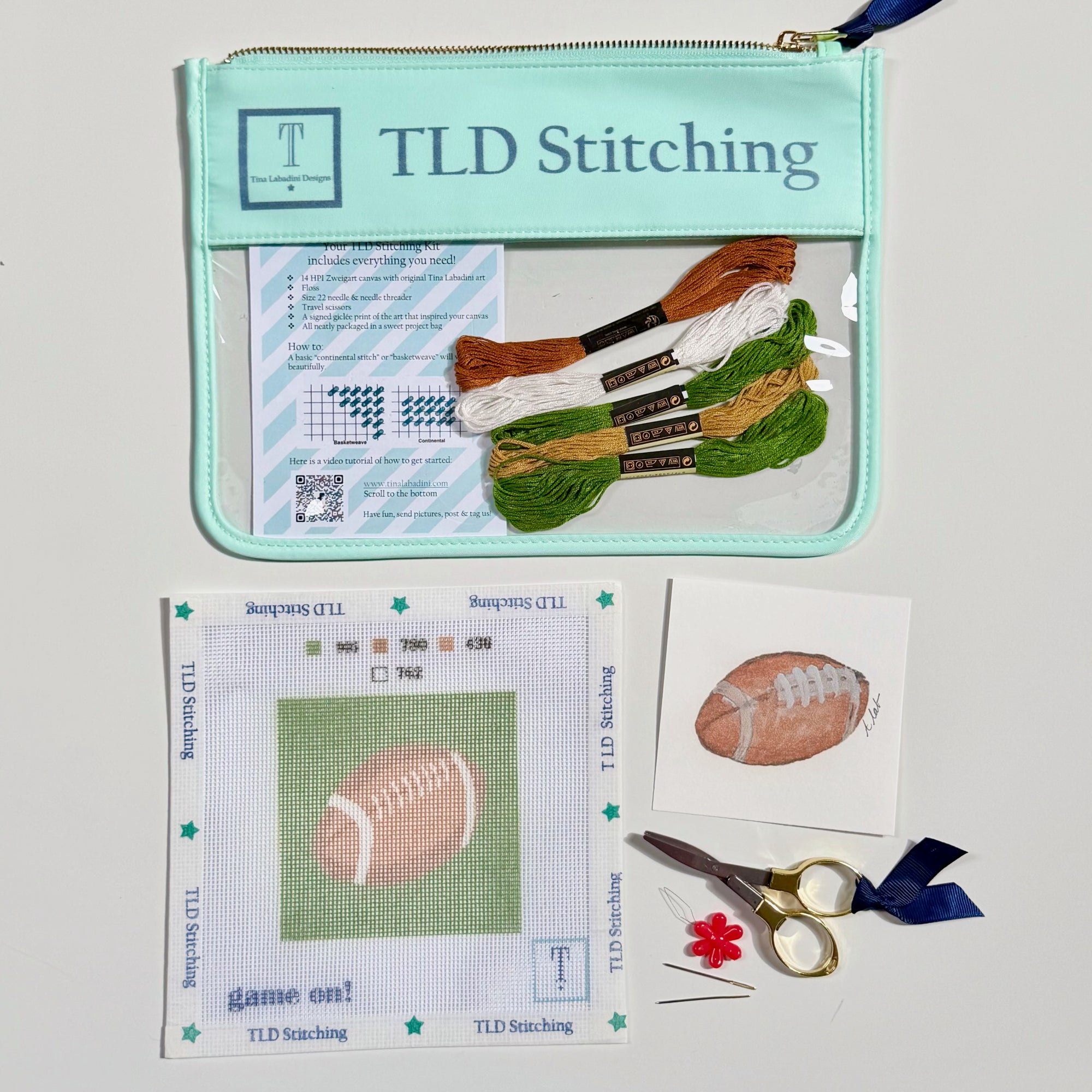 first down! needlepoint stitch kit