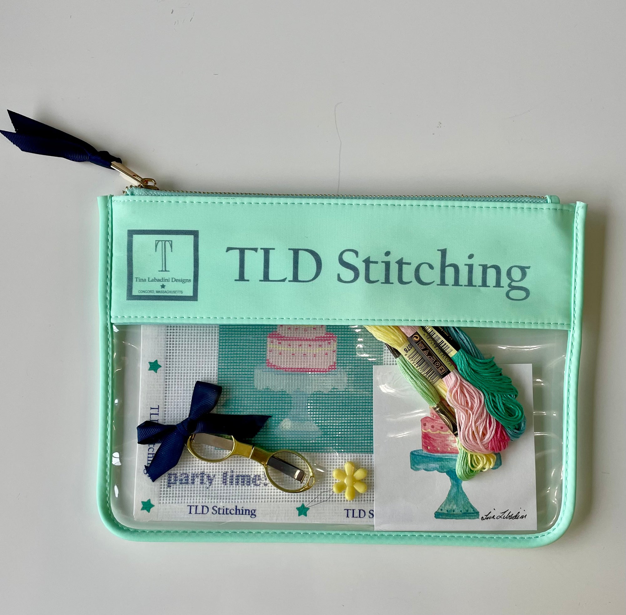 "let's party" birthday cake needlepoint stitch kit