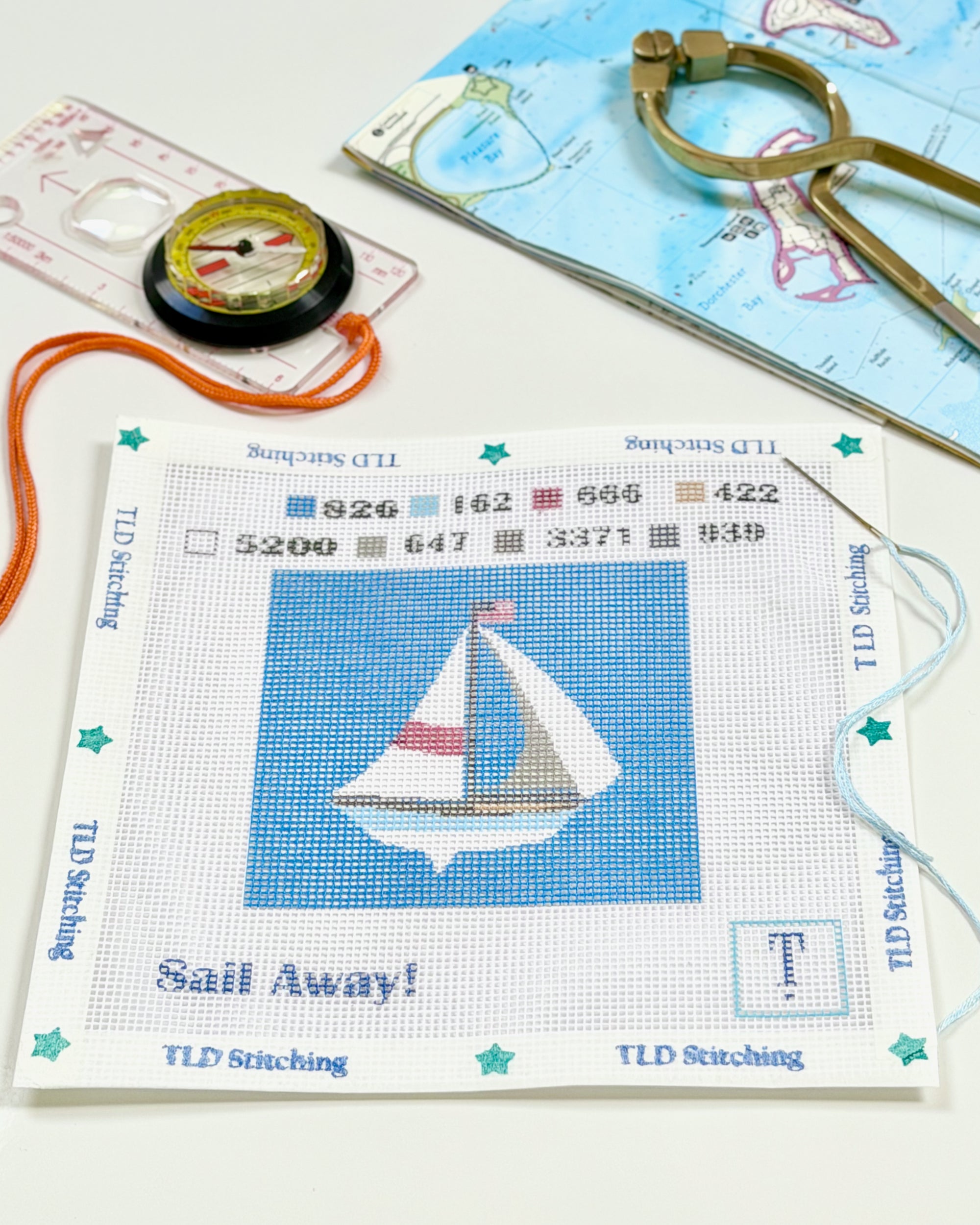 sail away! sailboat needlepoint stitch kit