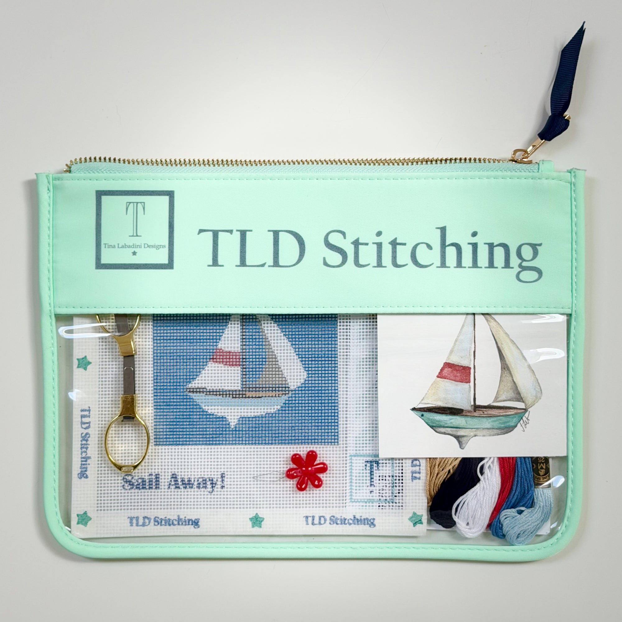 sail away! sailboat needlepoint stitch kit