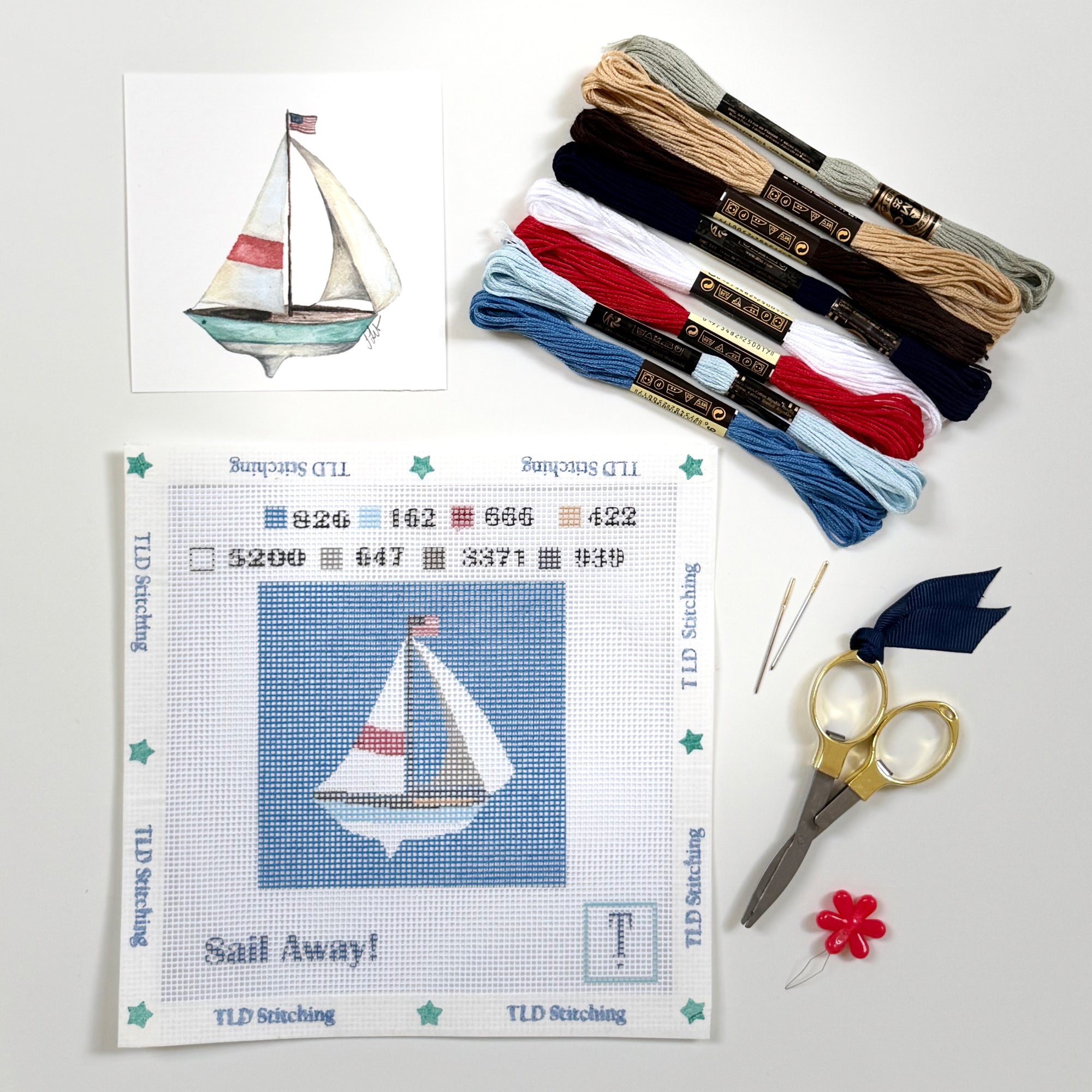sail away! sailboat needlepoint stitch kit
