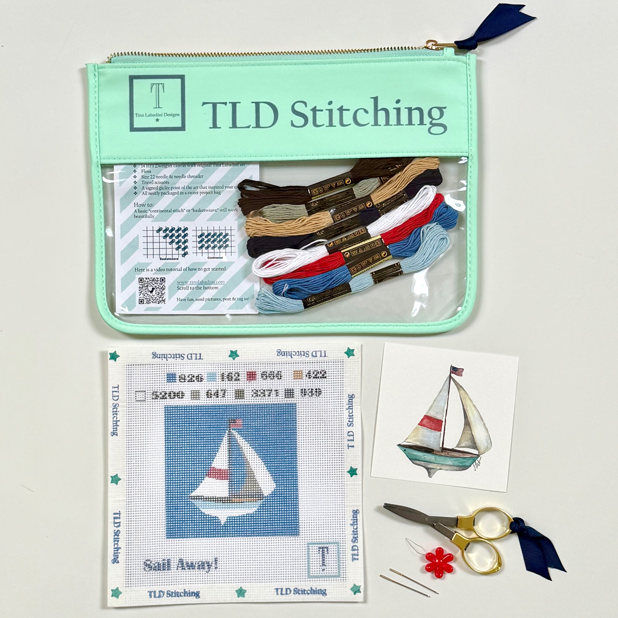 sail away! sailboat needlepoint stitch kit