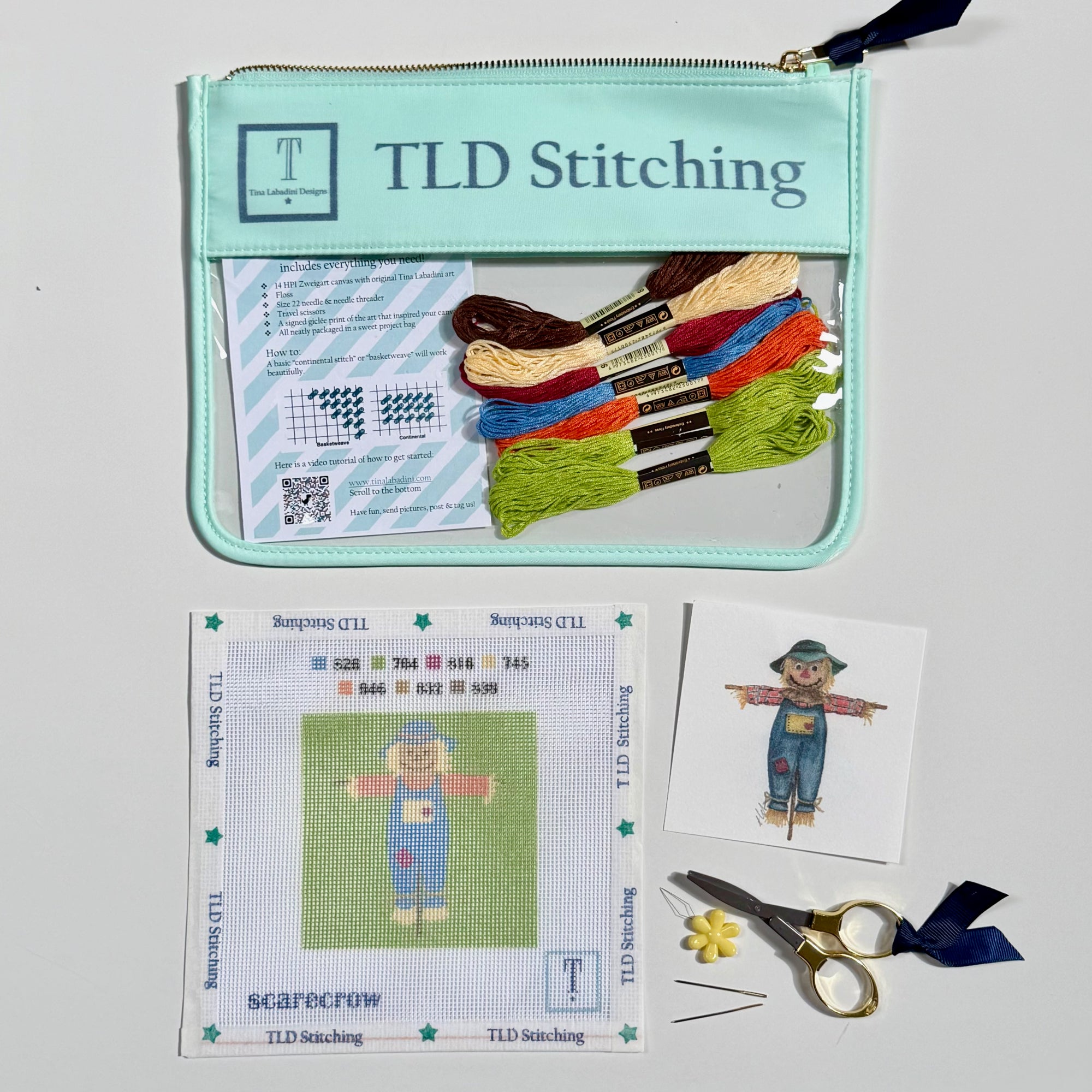 "scarecrow" needlepoint stitch kit