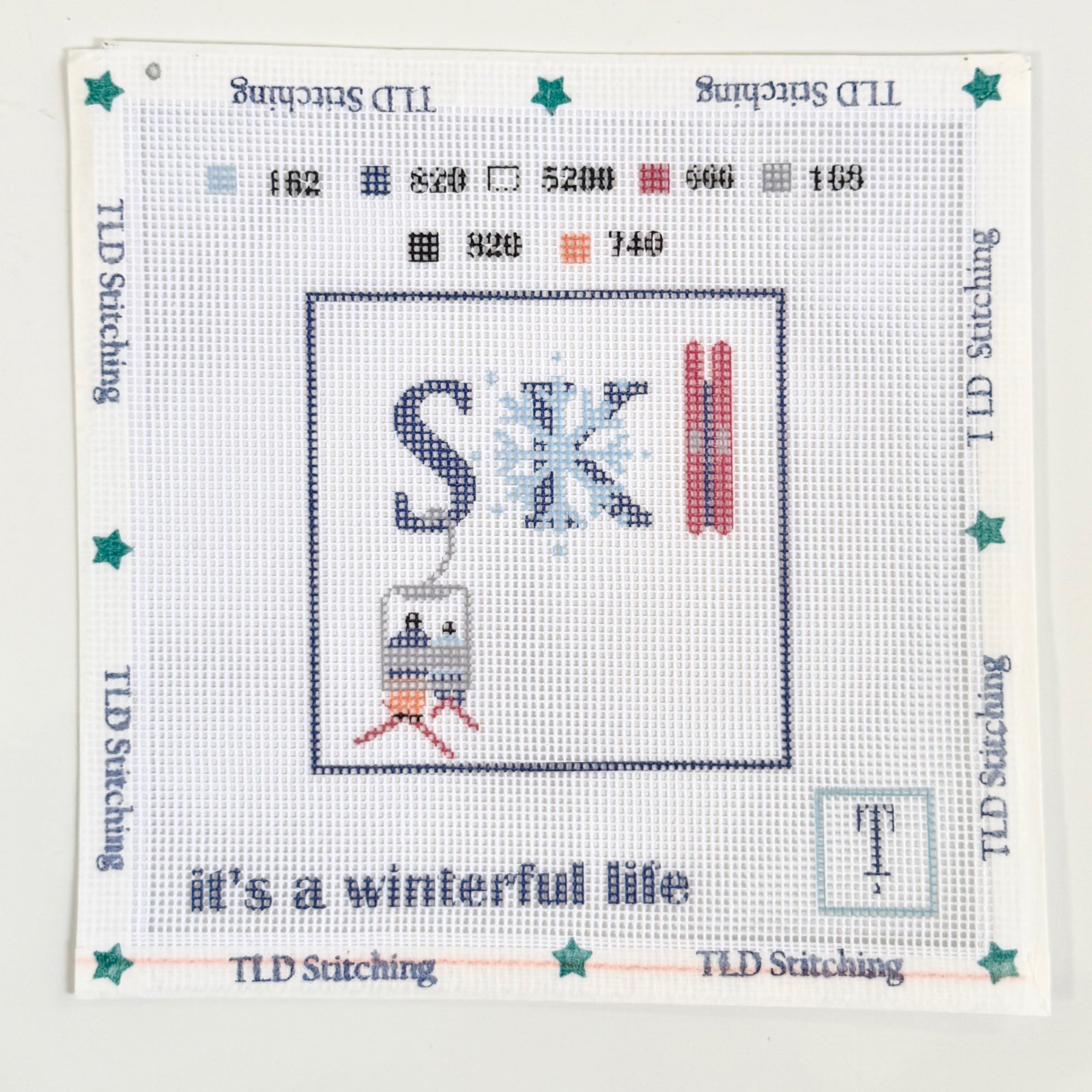 ski "it's a wonderful life!" needlepoint canvas