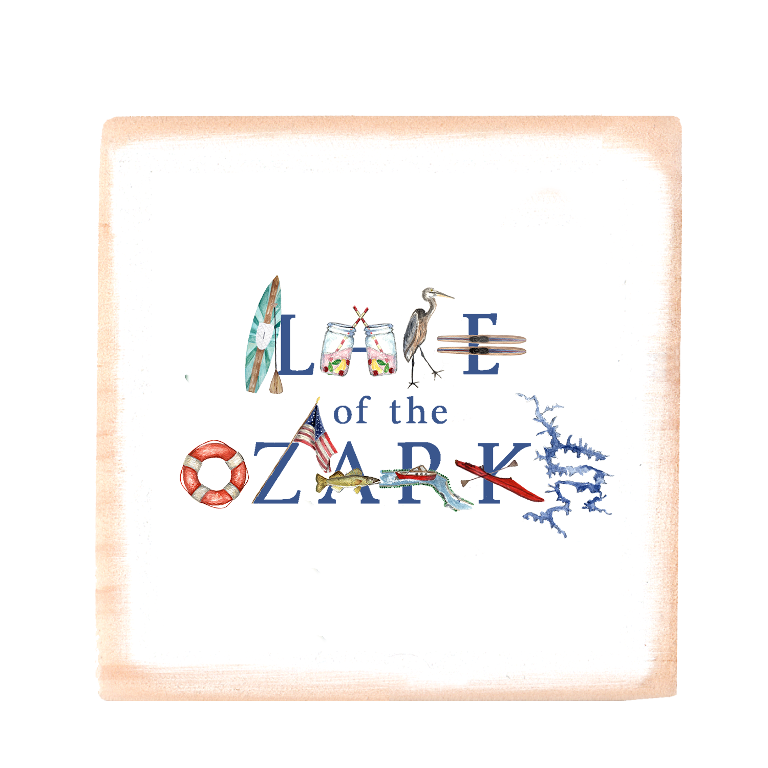 Lake of the Ozarks square wood block