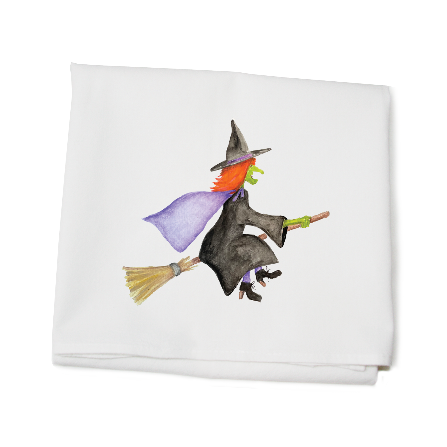 witch flying flour sack towel