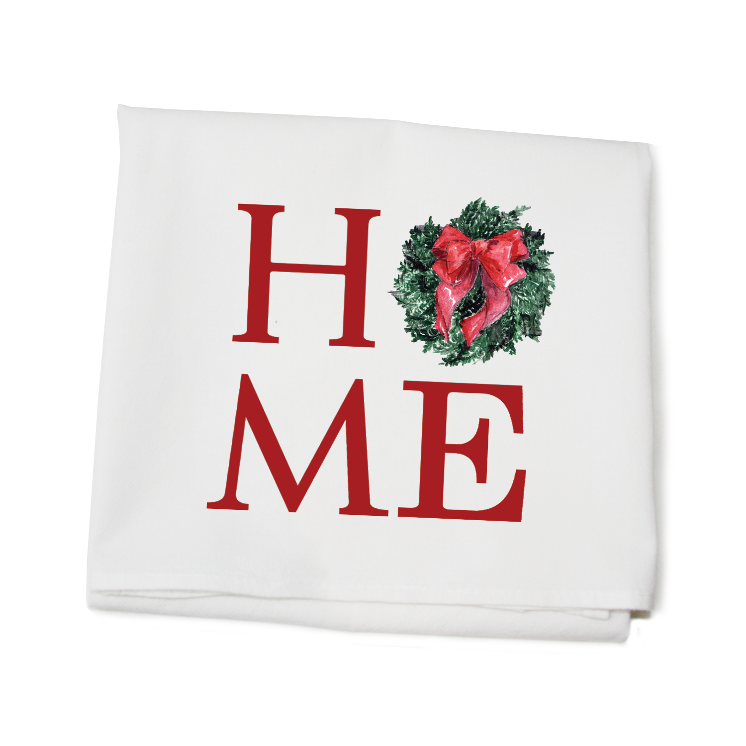 home wreath flour sack towel