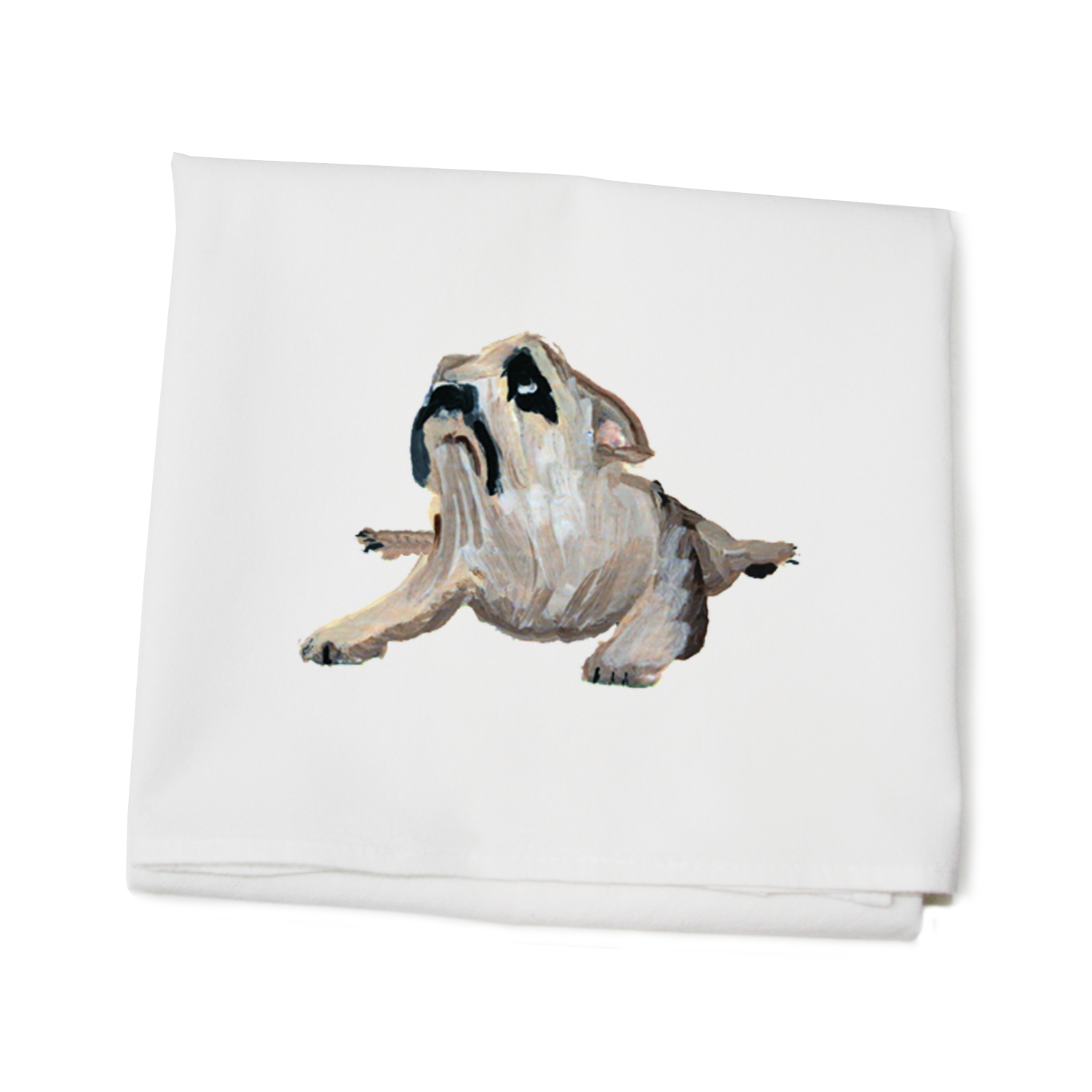 bulldog resting flour sack towel