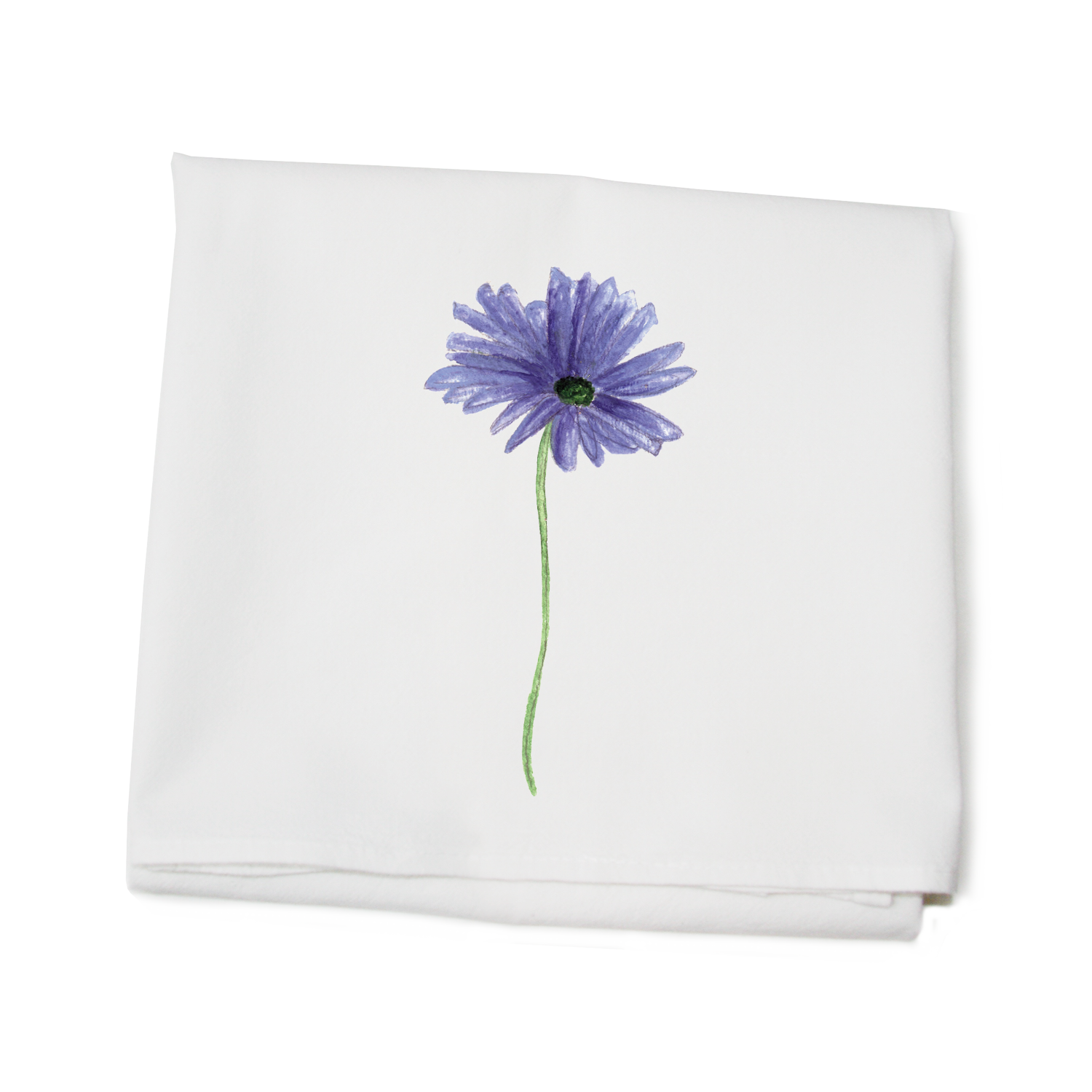 purple gerber daisy flour sack towel