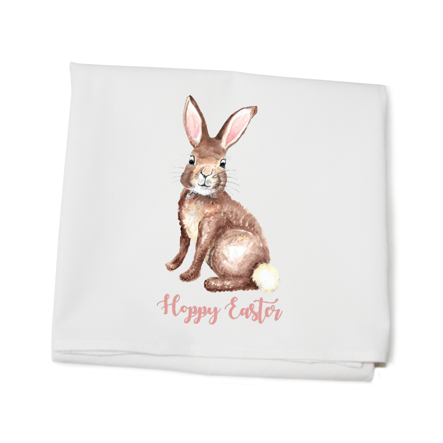 brown bunny with hoppy easter flour sack towel