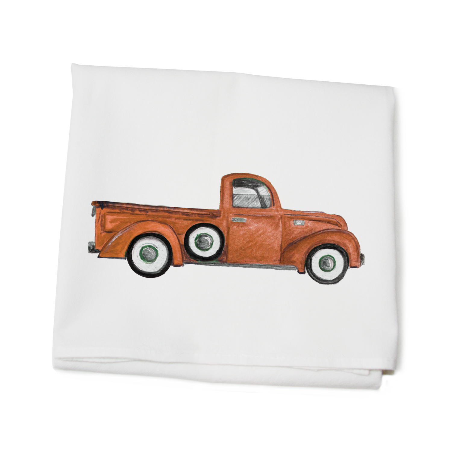 orange truck flour sack towel