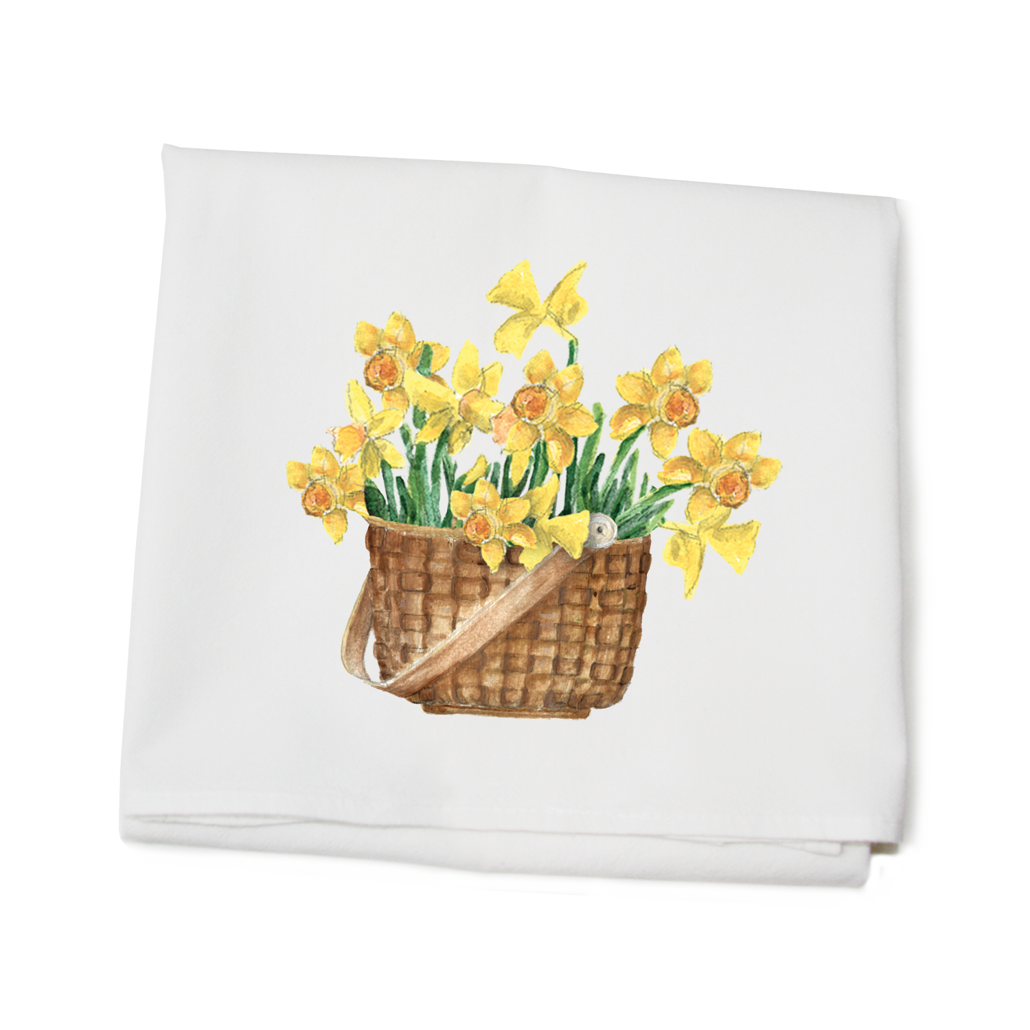 daffodils in nantucket basket flour sack towel