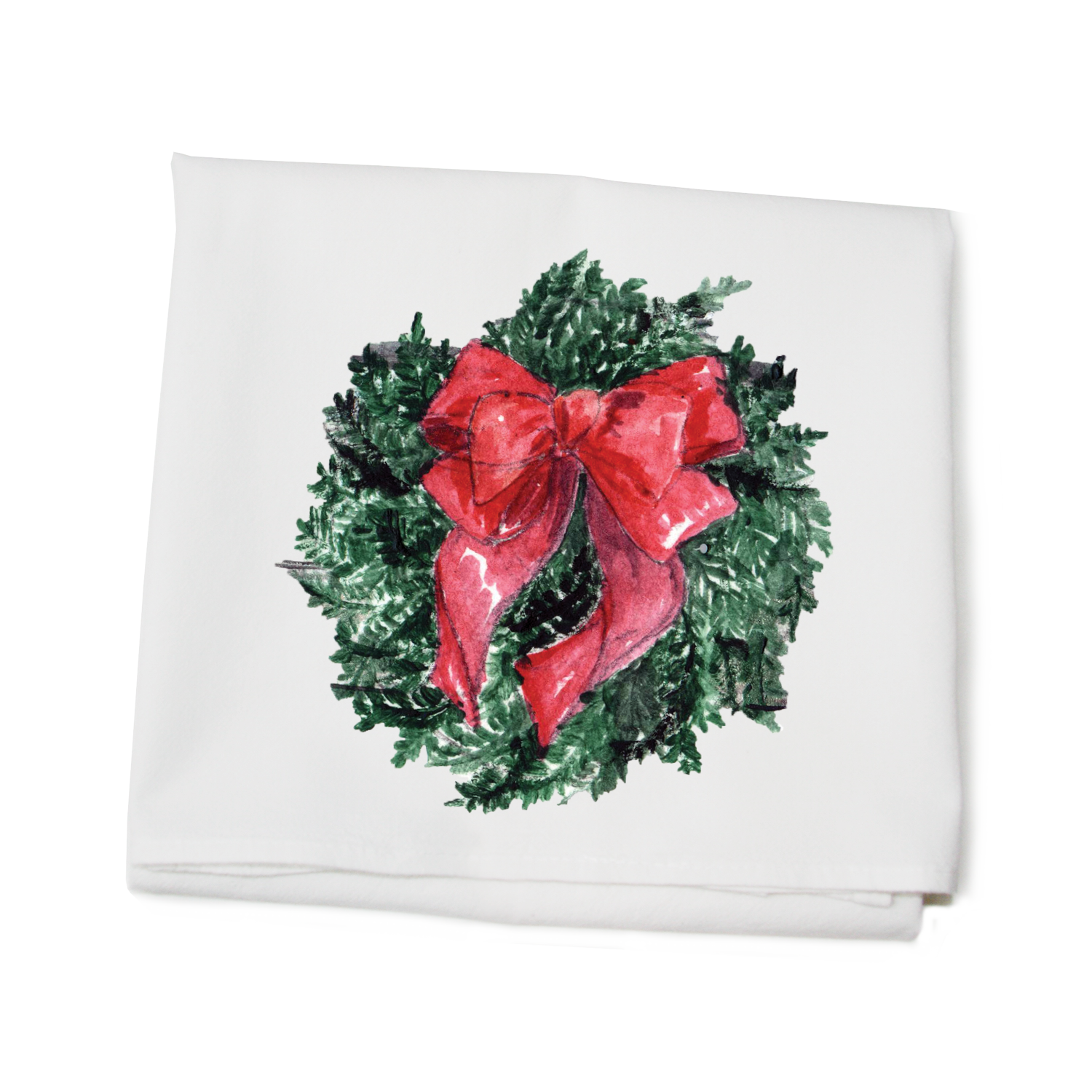 wreath with bow flour sack towel