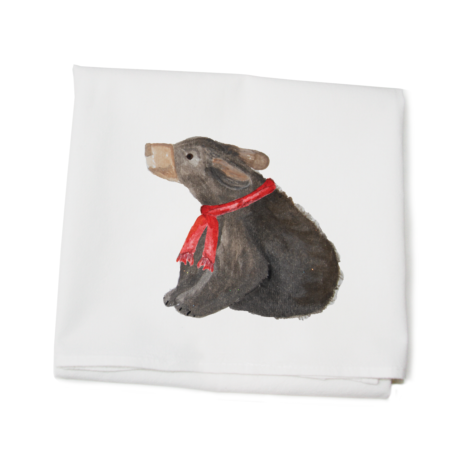 baby bear in scarf flour sack towel