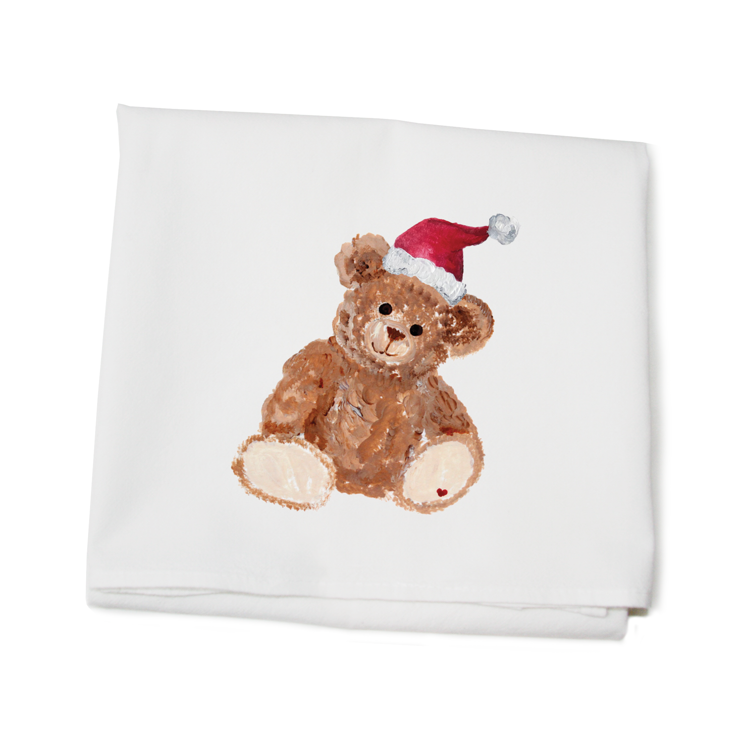 teddy in santa hat flour sack towel