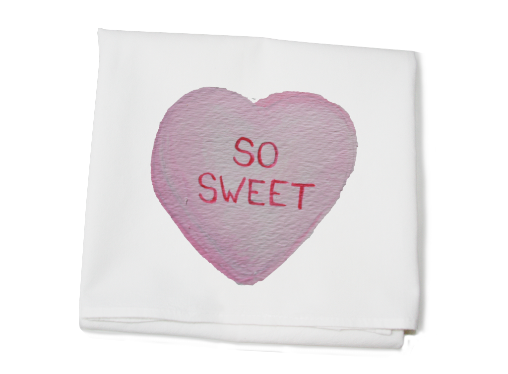 sweet heart candy heart flour sack towel