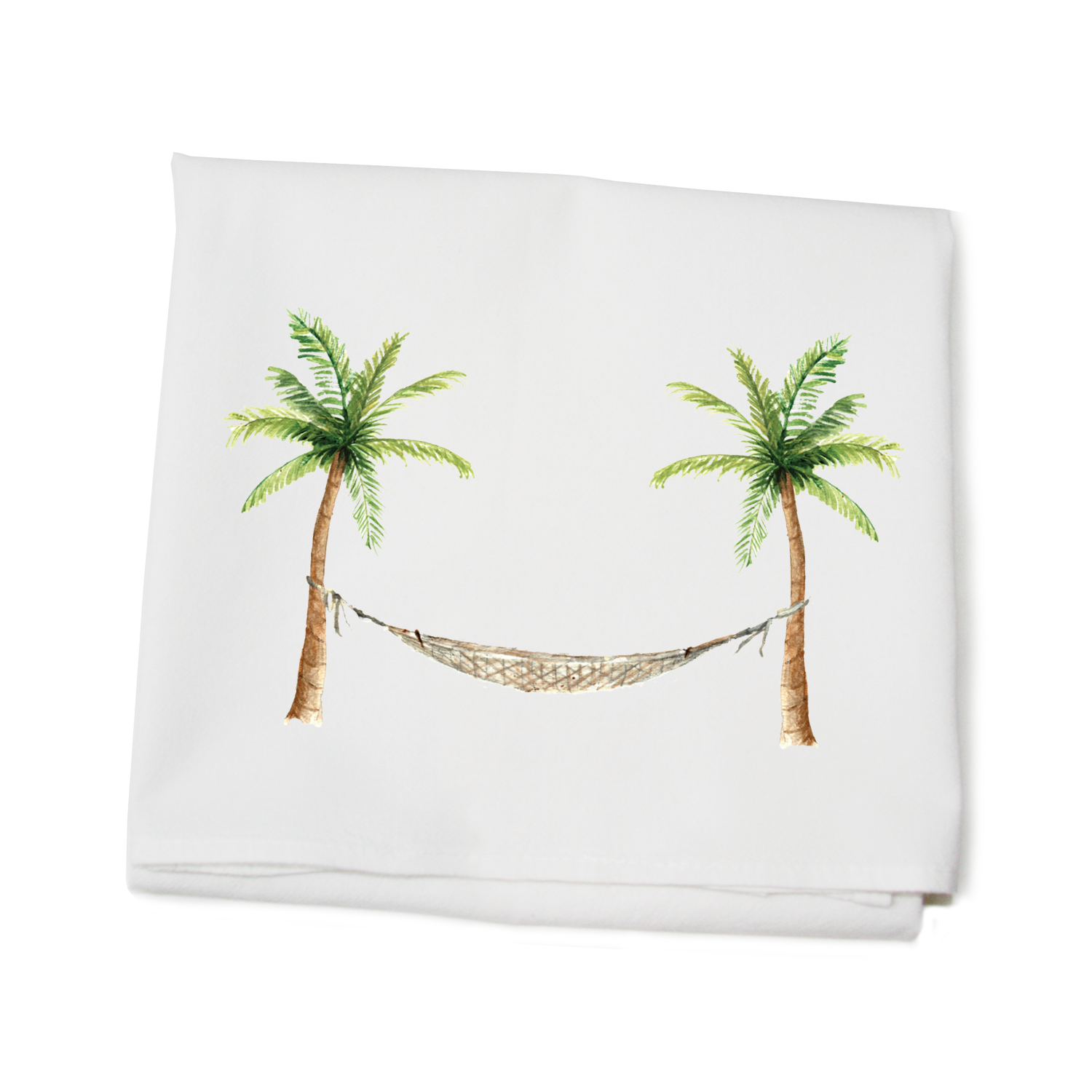 palm trees with hammock flour sack towel