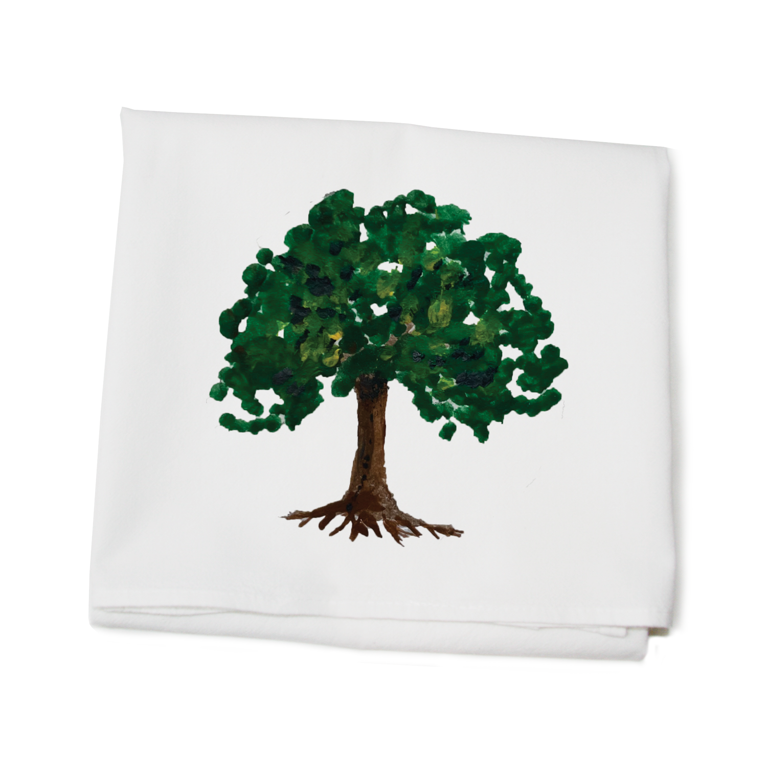 oak tree with roots flour sack towel