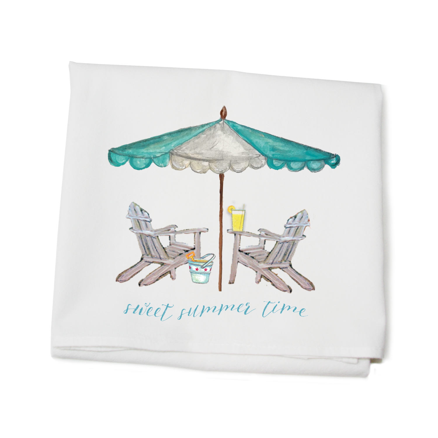 chairs with seafoam umbrella sweet summer time flour sack towel